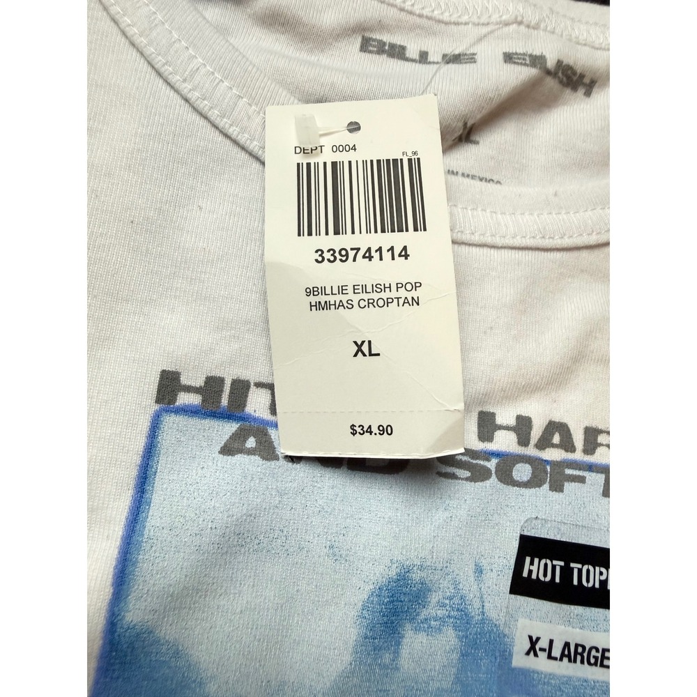 Billie Eilish Hit Me Hard and Soft White Graphic Crop Tank Top Hot Topic XL - Picture 3 of 6
